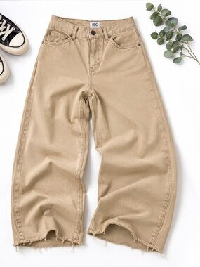 BDG Urban Outfitters Khaki Wide Leg Jeans W28 Baggy Skater Y2K Raw Hem